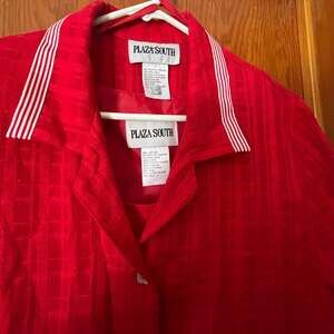 Vintage Plaza South 2-Piece Red Textured  Dress & Jacket Set